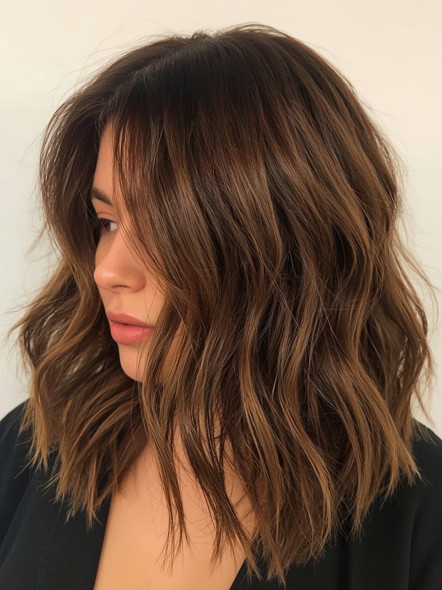 Caramel Money Piece: Face-Framing Caramel Highlights on Brown Hair