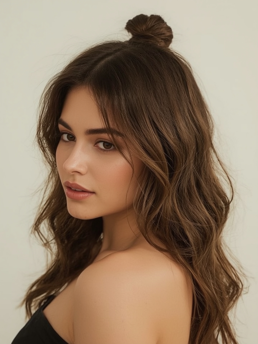 Butterfly Haircut with Long Feathered Layers for Round Face