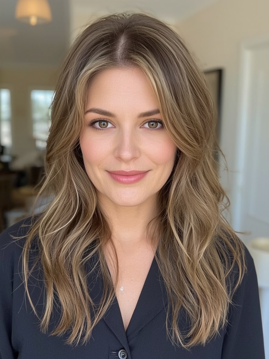 Long Hair Older Women: Natural Texture with Minimal Layers