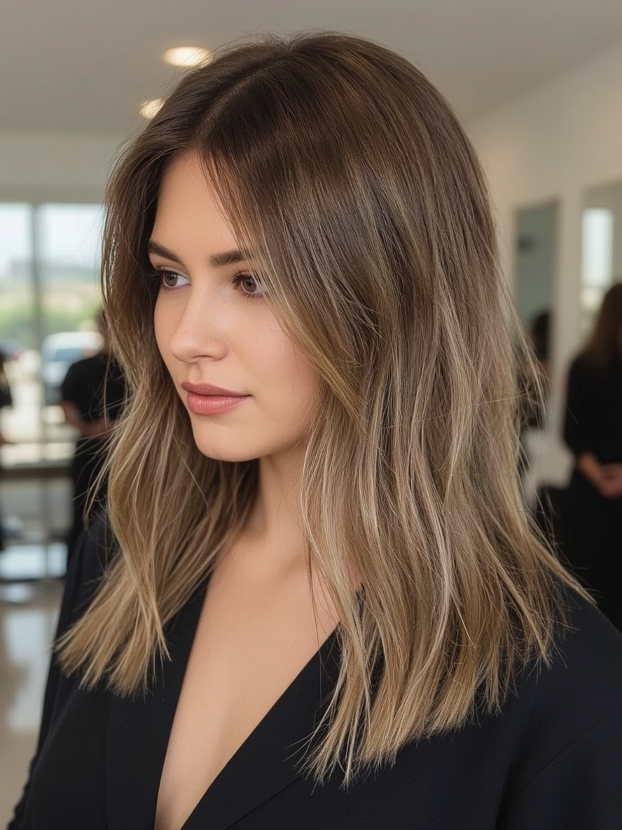 Butterfly Haircut with High Ponytail for Long Hair and Round Face