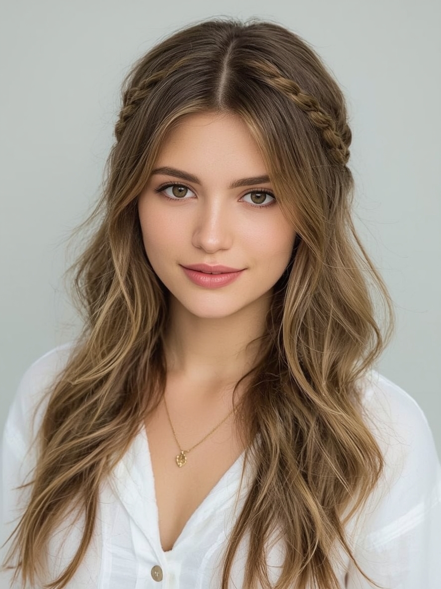 Butterfly Haircut with Angled Layers for Long Hair and Round Face