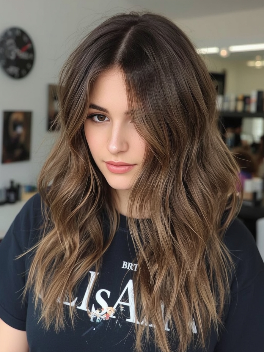 Caramel Face Frame: Strategic Caramel Highlights on Brown Hair