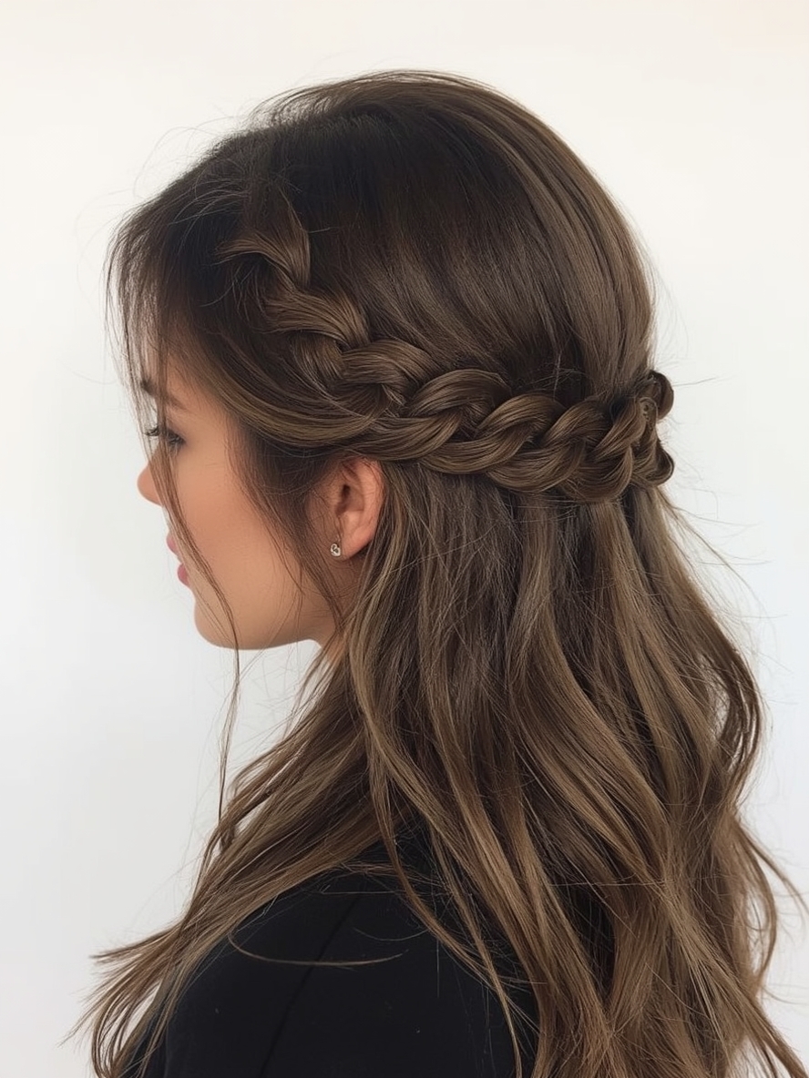 Grad Hairstyles: Crown Braid with Loose Waves