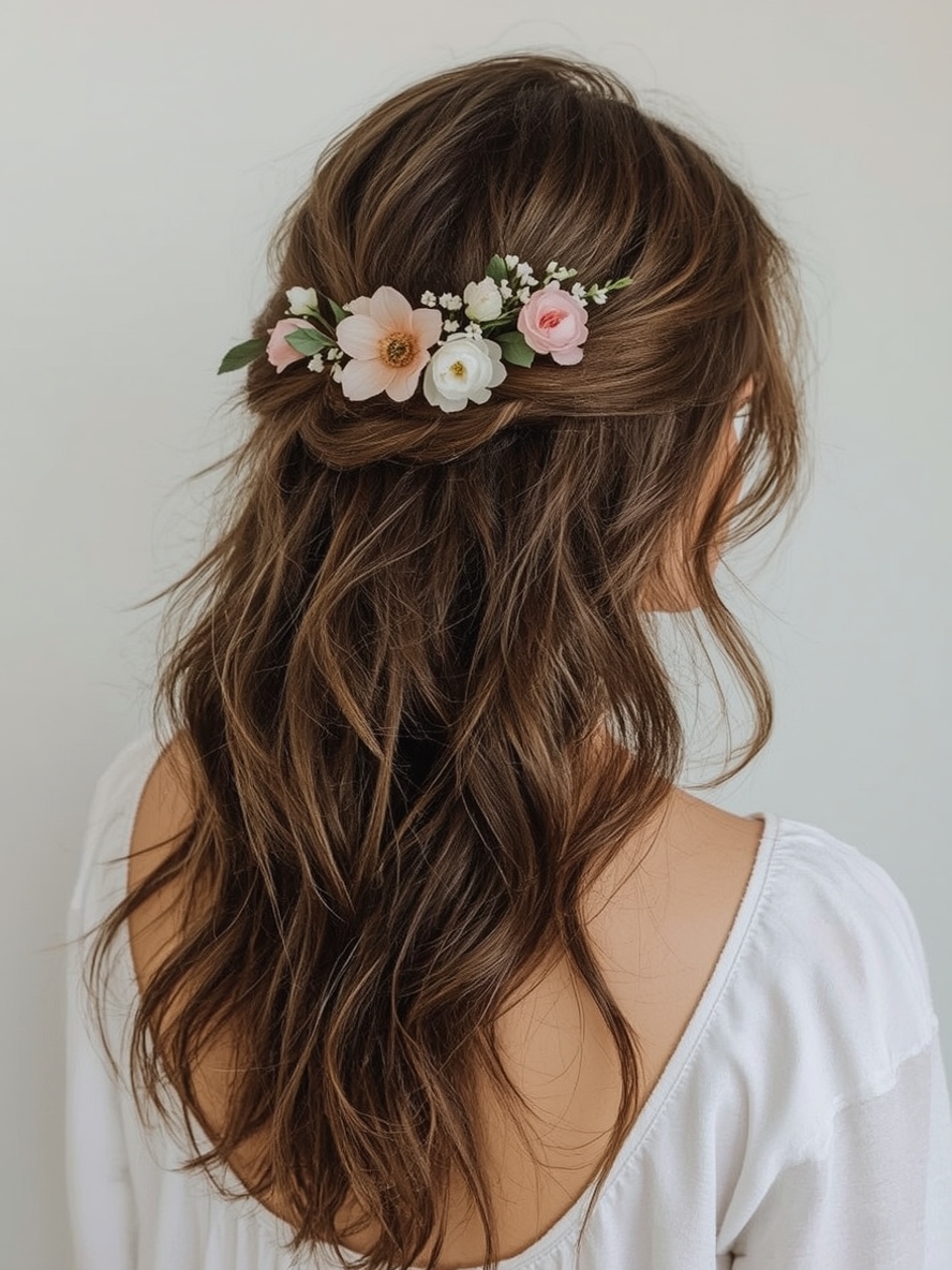 Grad Hairstyles: Twisted Half-Updo with Accessories