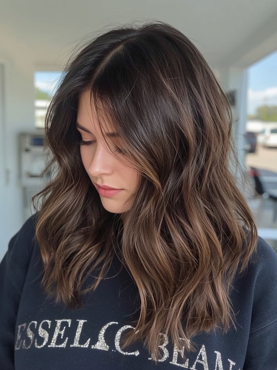 Brunette Summer Hair 2025: Brunette with Copper Highlights