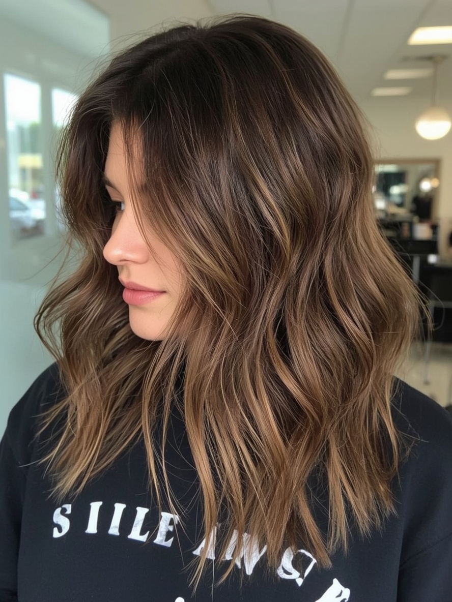 Soft Caramel Touch: Ultra-Subtle Caramel Highlights on Brown Hair