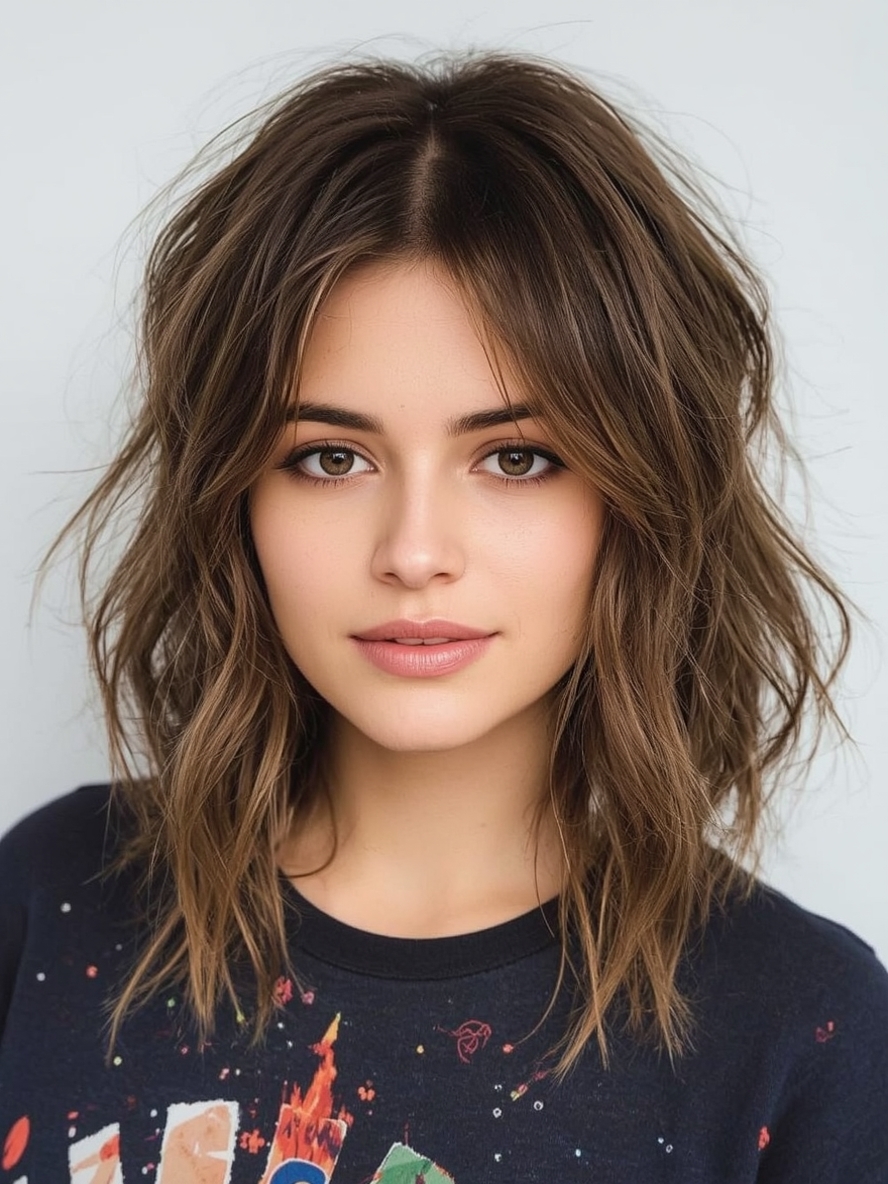 Shoulder Length Wavy With Middle Part For Thin Fine Hair