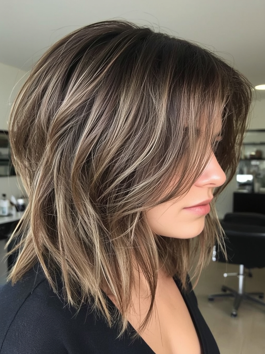 Hairstyles For Thin Fine Hair Over 60: Deep Side Part with Lifted Roots