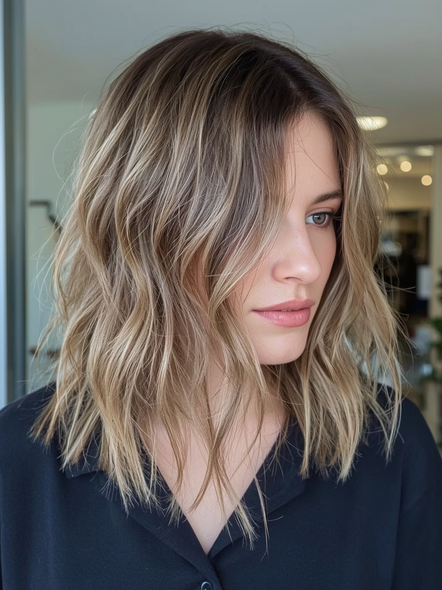 Shoulder Length Hair Thin Fine with a Textured Finish