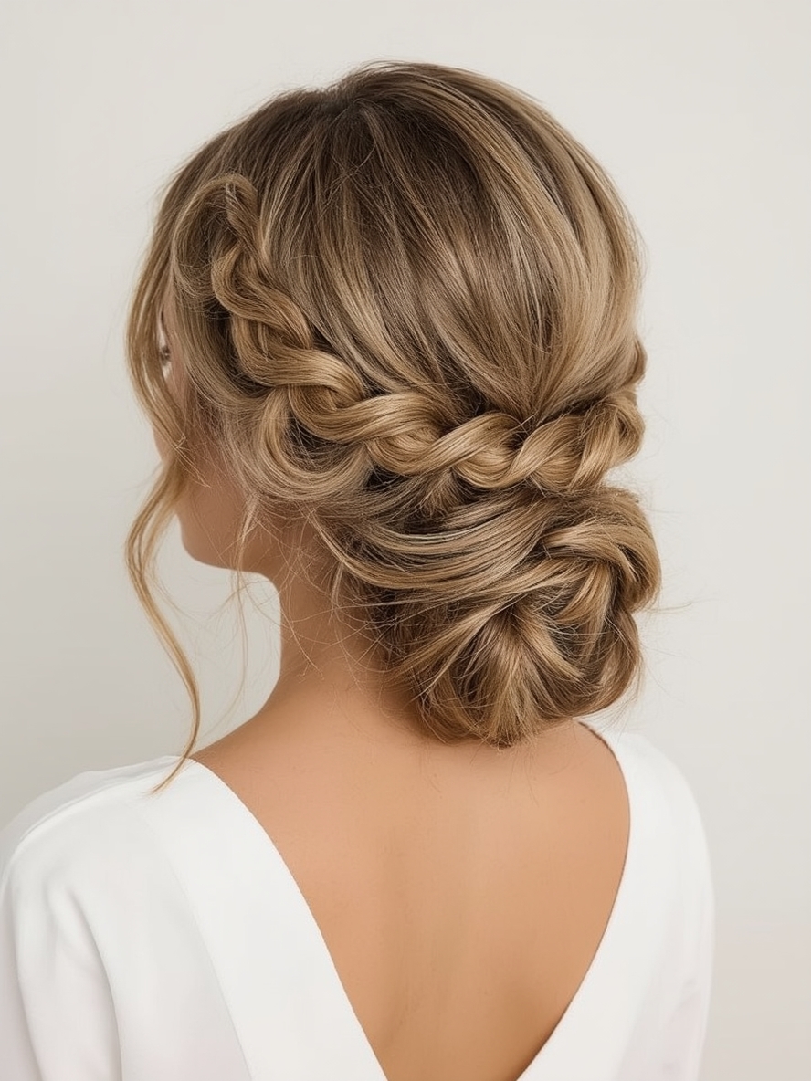 Bridesmaids Hairstyles: Twisted Updo with Pearls