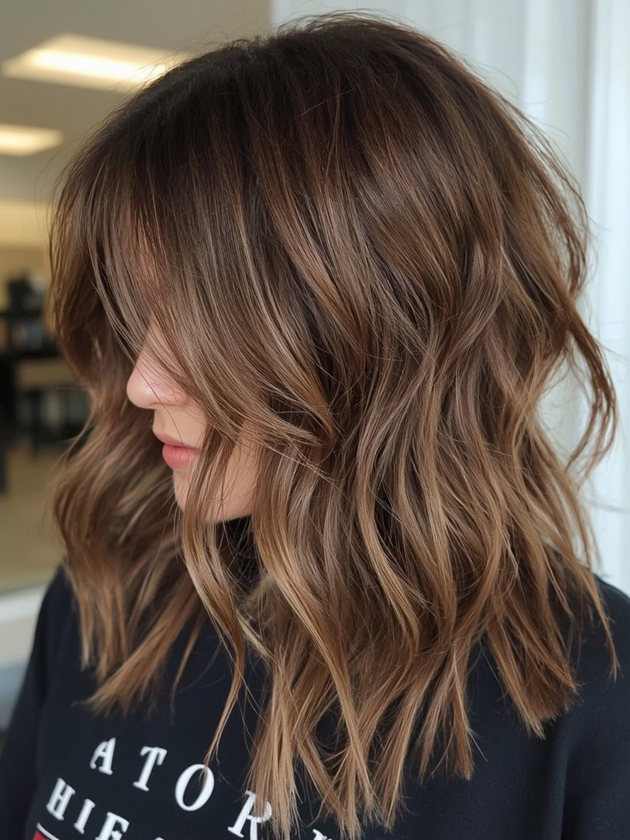 Toffee Swirl: Dimensional Caramel Highlights on Brown Hair