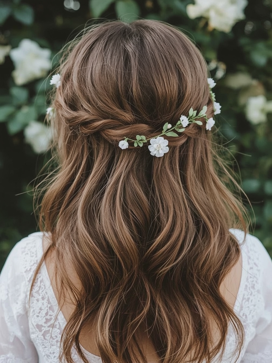 Bridesmaids Hairstyles: Messy Bun with Face-Framing Pieces