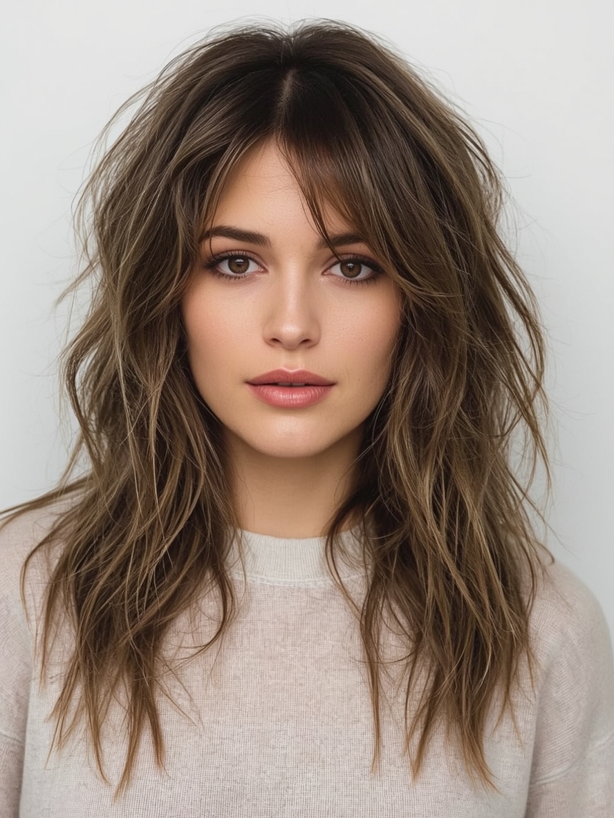 Long Hair Older Women: Voluminous Blowout with Layers
