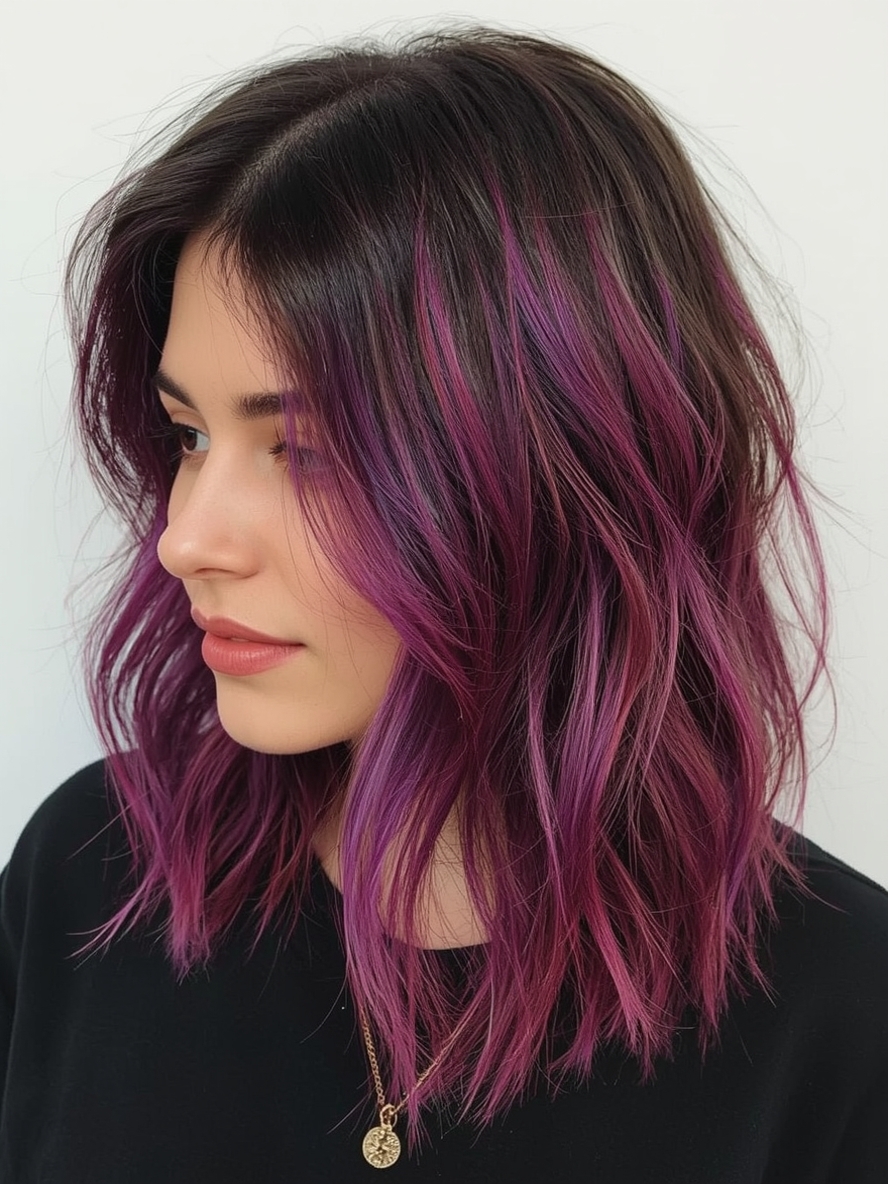 Undercolor Hair with Sunset Orange Hair Color Streaks