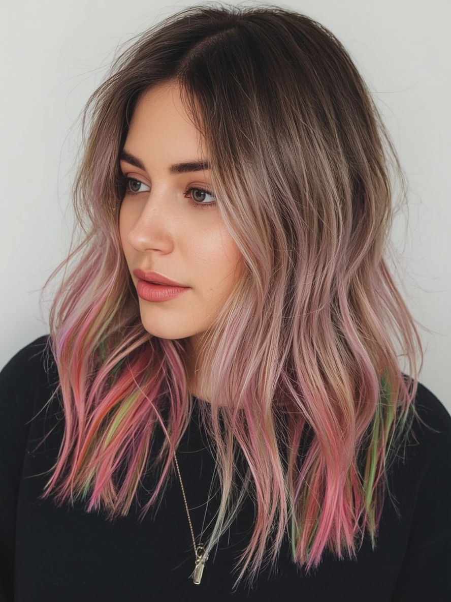 Undercolor Hair with Rainbow Hair Color Underneath