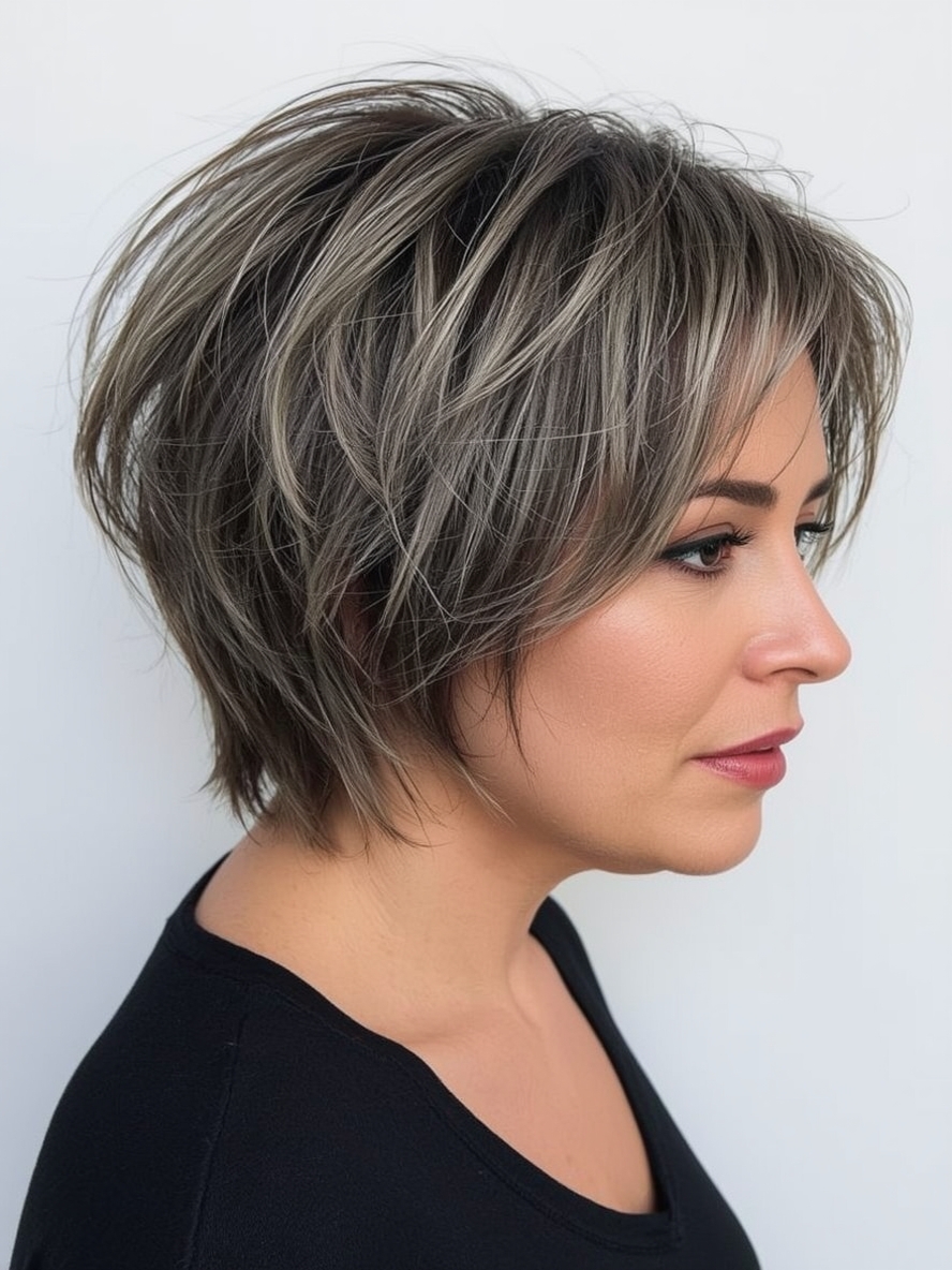 Hairstyle For Thin Fine Hair Over 50: Tousled Crop