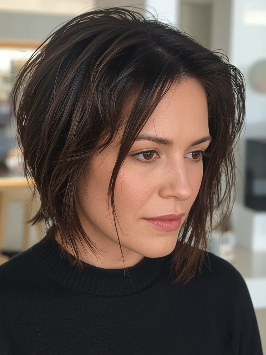Hairstyle For Thin Fine Hair Over 50: Ear-Length Bob