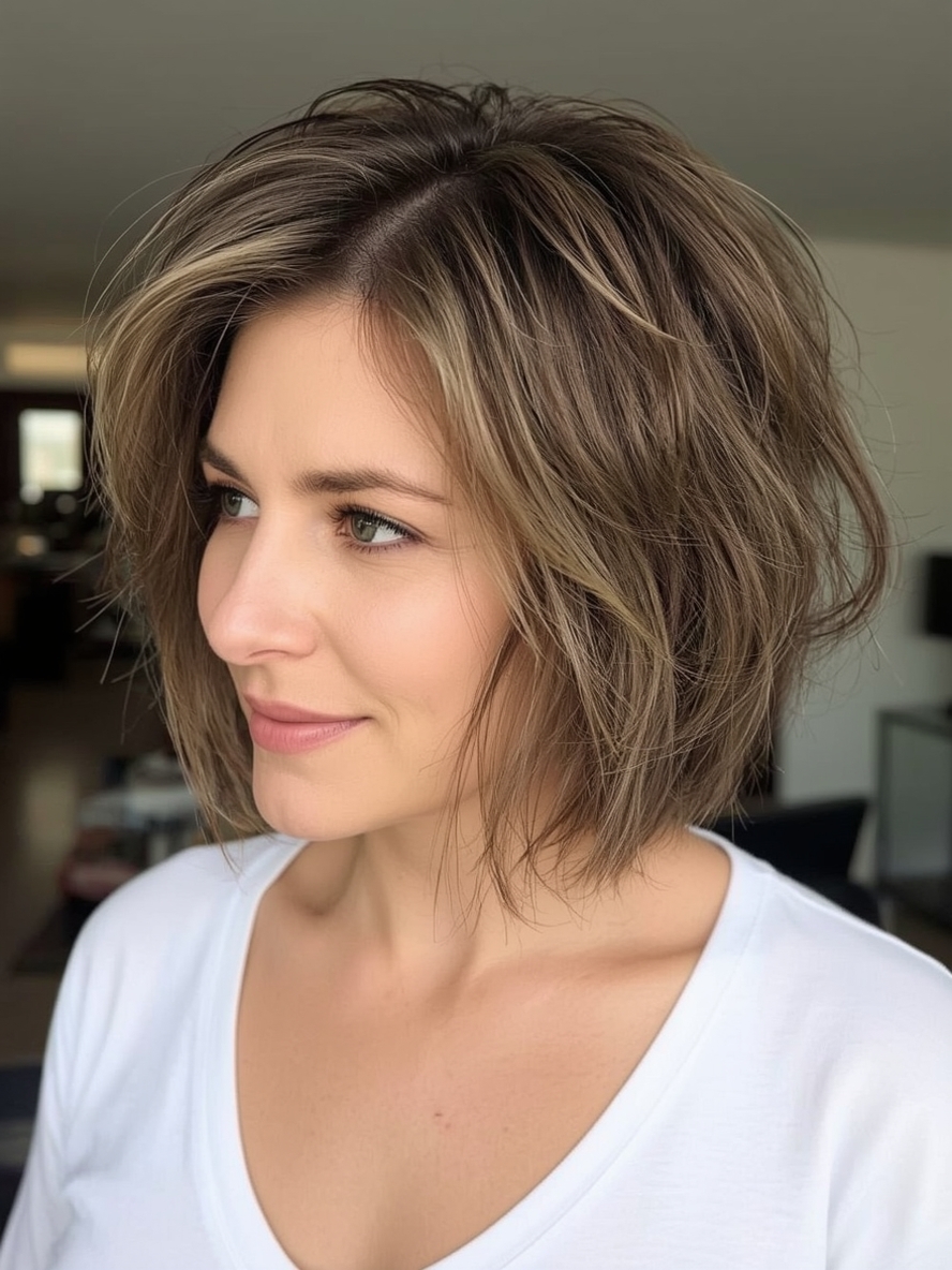 Hairstyle For Thin Fine Hair Over 50: Inverted Bob