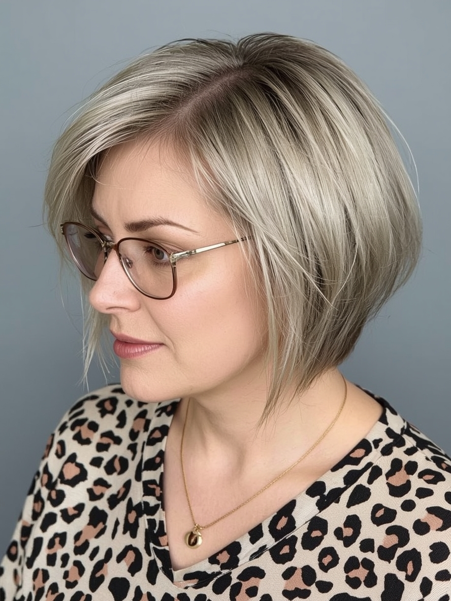 Hairstyle For Thin Fine Hair Over 50: Blunt Bob
