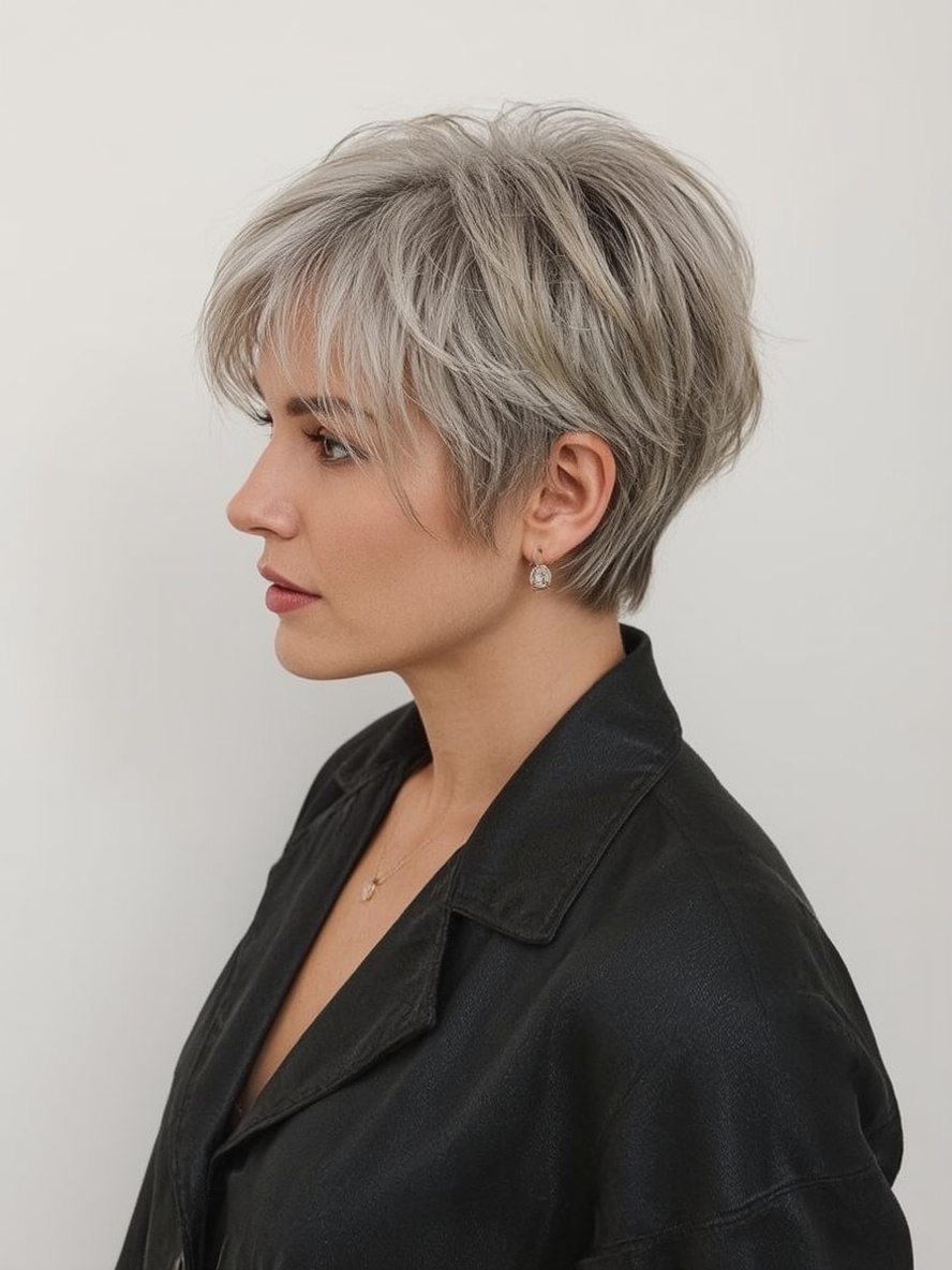 Hairstyle For Thin Fine Hair Over 50: The Tapered Pixie