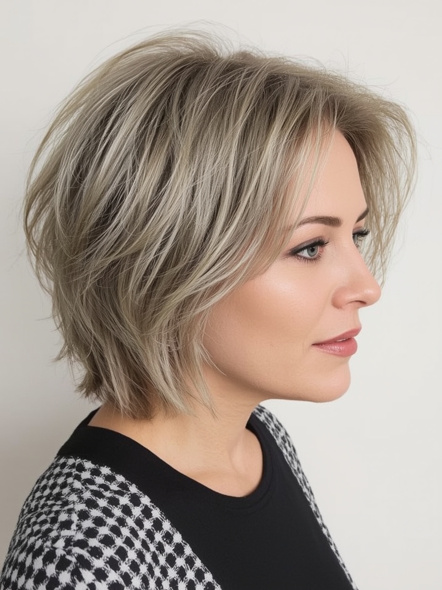 Hairstyles For Thin Fine Hair Over 60: Blunt Bob with Center Part