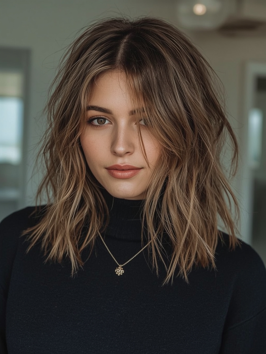 Shoulder Length Hair Thin Fine with Beach Waves