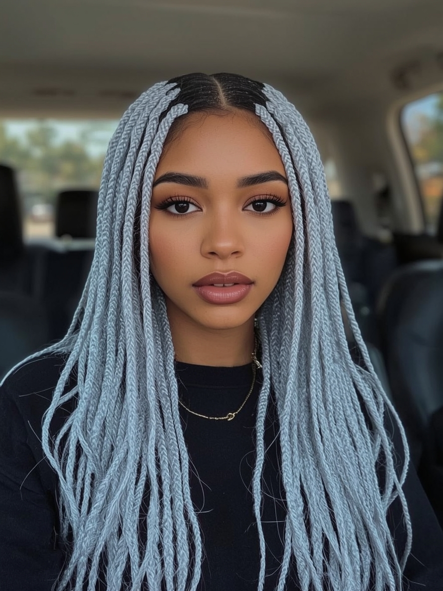 Silver Shag on Dark Skin