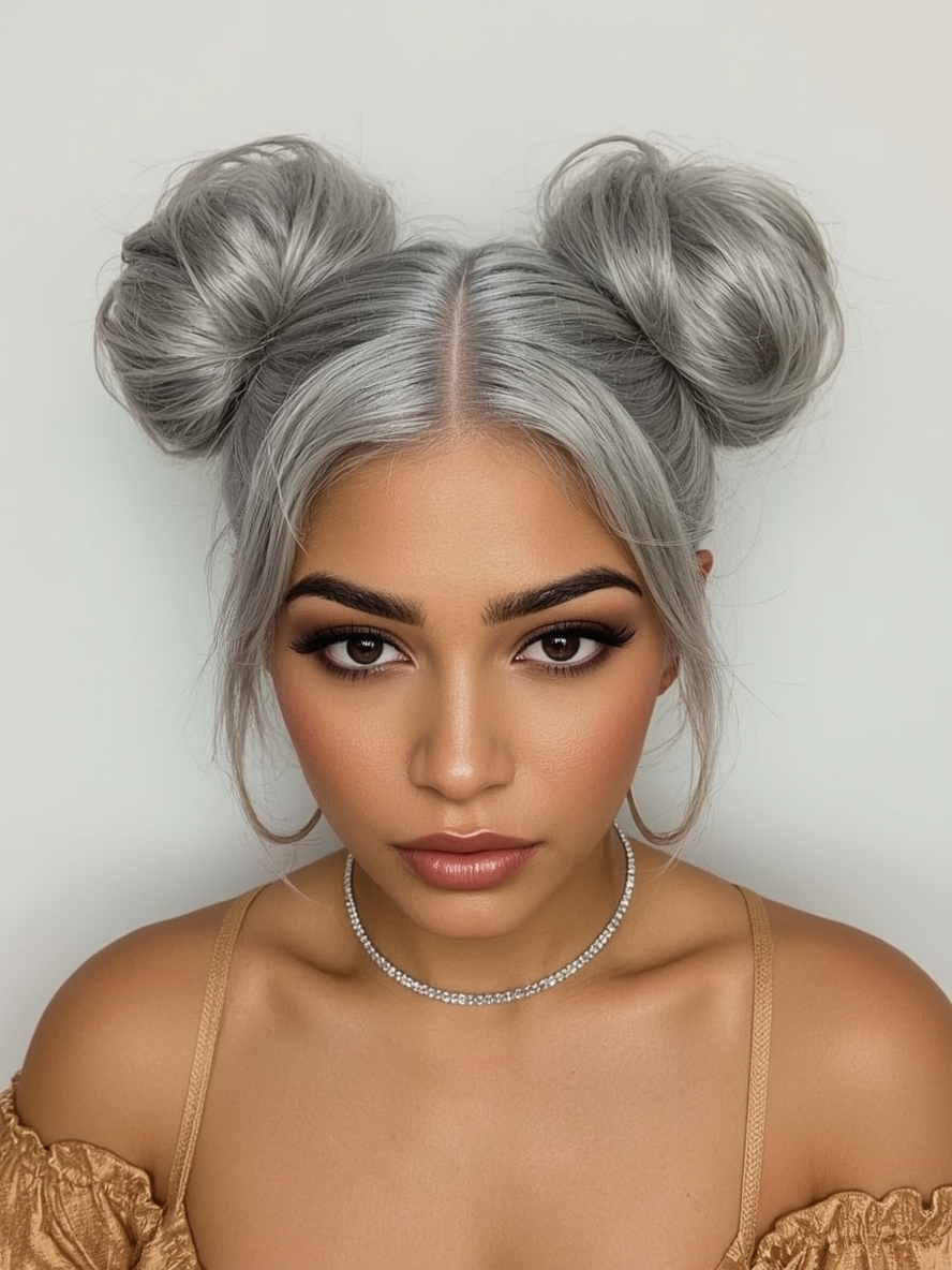 Silver TWA (Teeny Weeny Afro) on Dark Skin