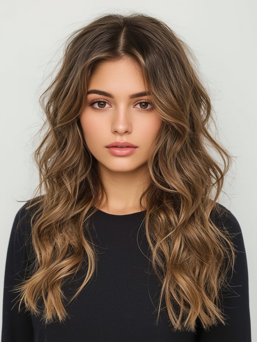 Butterfly Haircut with Deep Side Part for Long Hair and Round Face