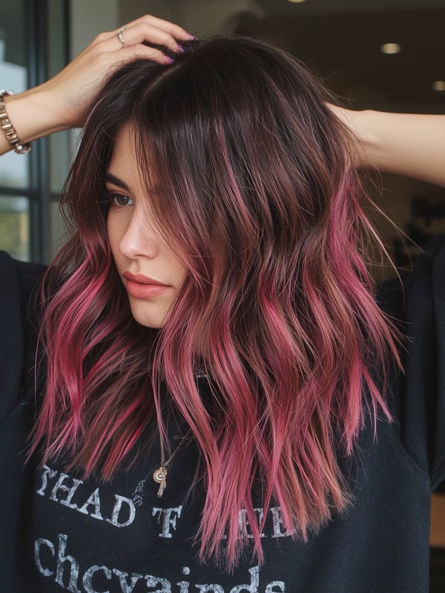 Undercolor Hair with Pink Hair Dye