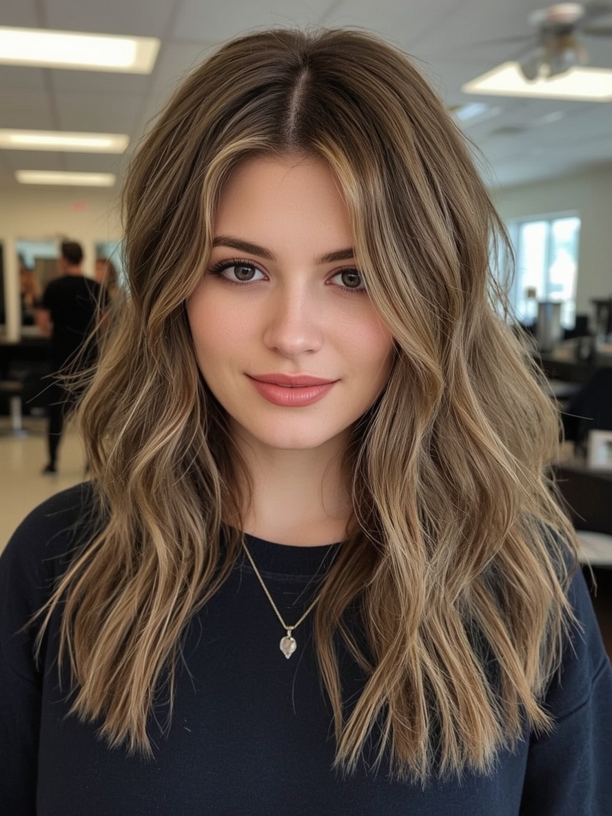 Butterfly Haircut with Curtain Bangs for Long Hair and Round Face