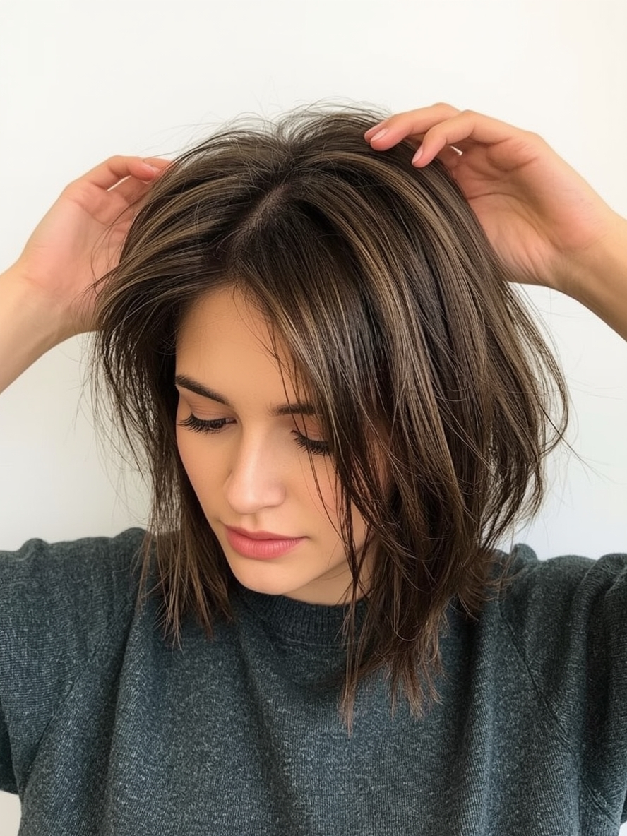 Shoulder Length Hair Thin Fine with a Deep Side Part