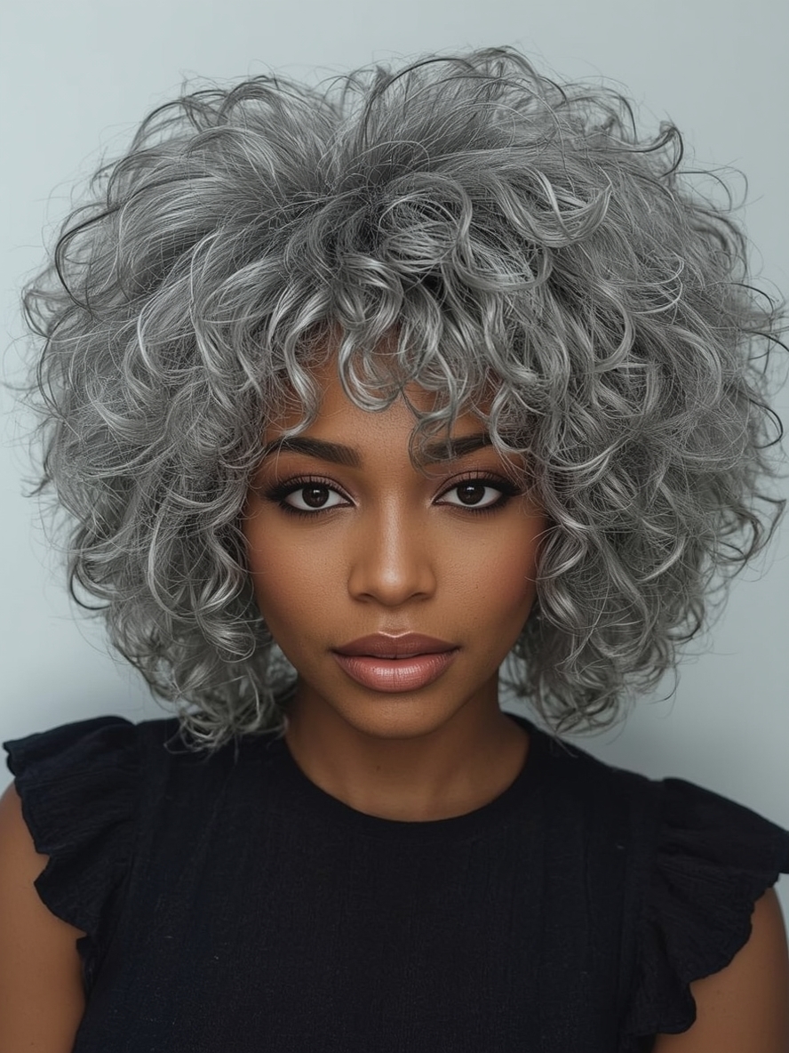 Silver Bantu Knots on Dark Skin