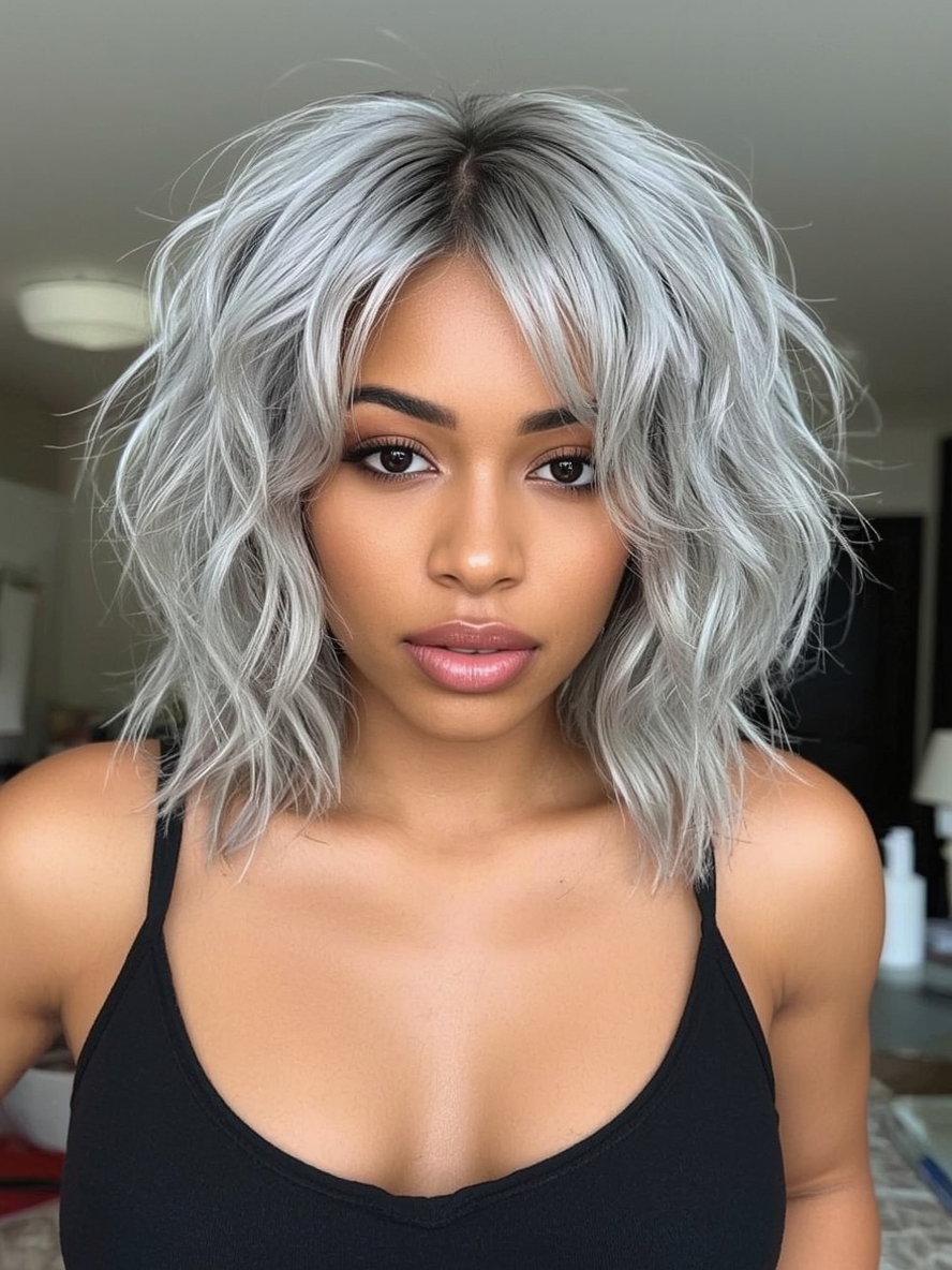 Silver Space Buns on Dark Skin