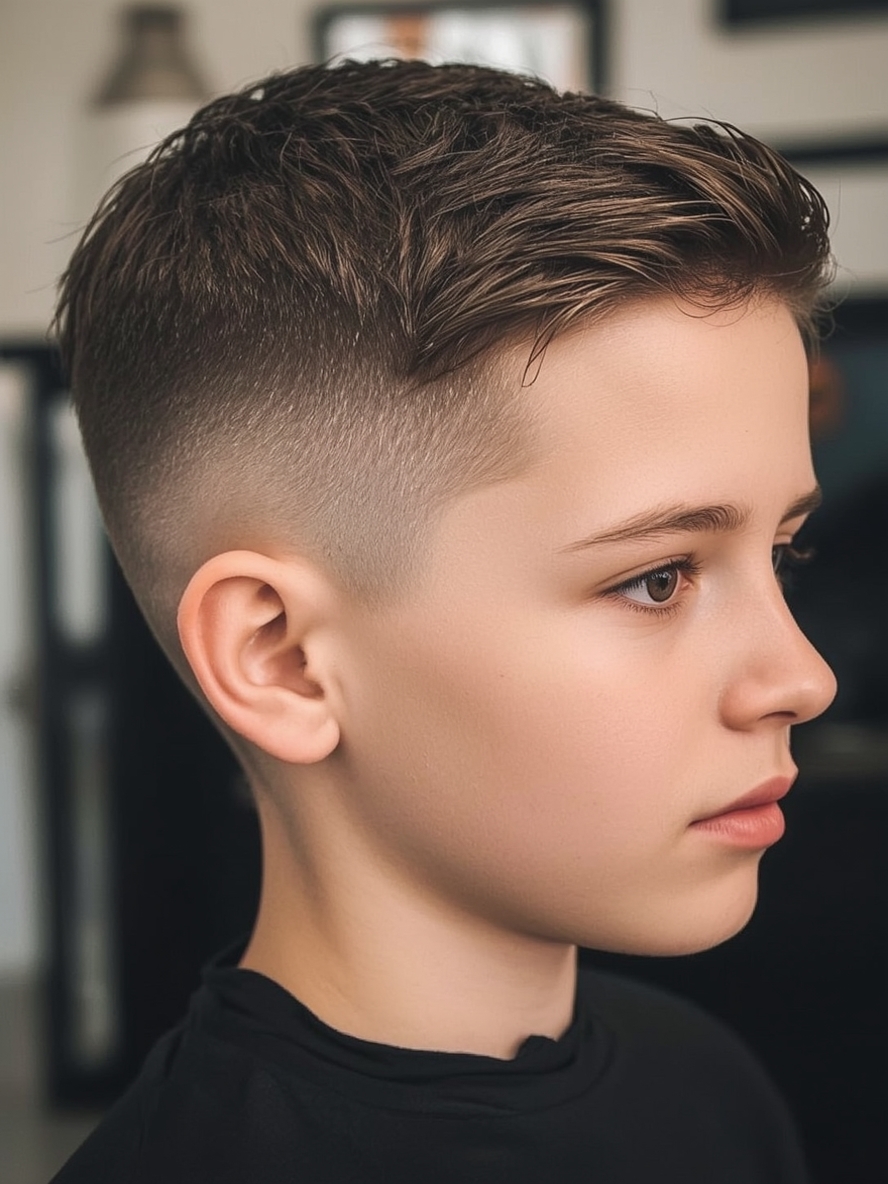 High Fade With Design Boys Summer Haircut