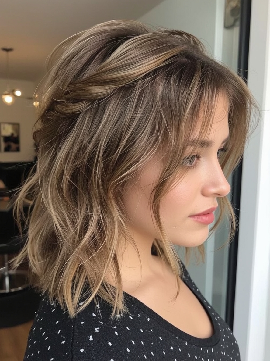 Shoulder Length Shaggy Bob For Thin Fine Hair