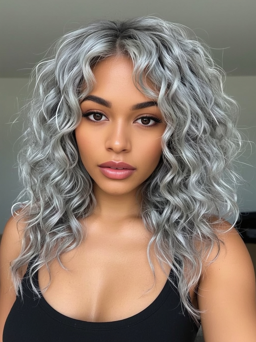 Silver Pixie Cut on Dark Skin