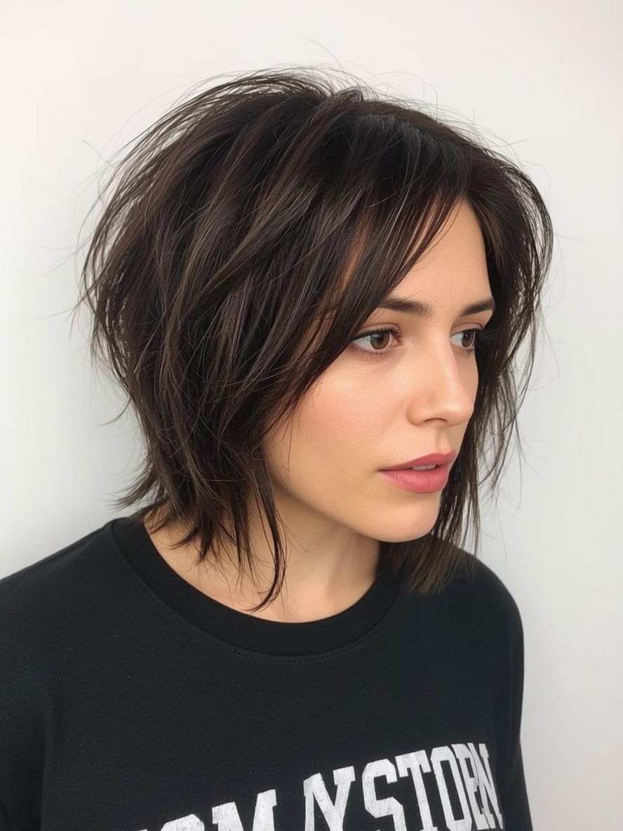 Hairstyles For Thin Fine Hair Over 60: Shaggy Lob (Long Bob)